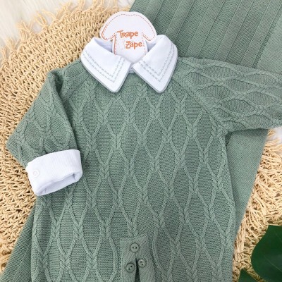  Saída de maternidade Nó Náutico - Verde com body cinza